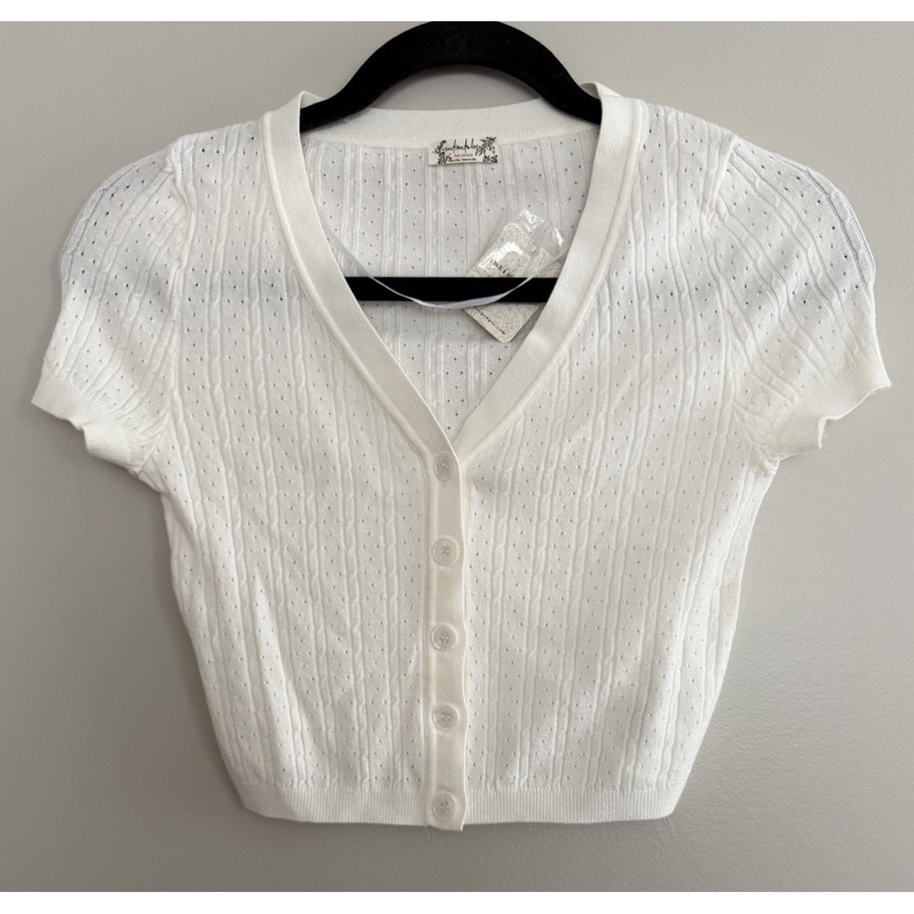 Free People Cassie Cardi Front Button Ivory Women's Size X-Small